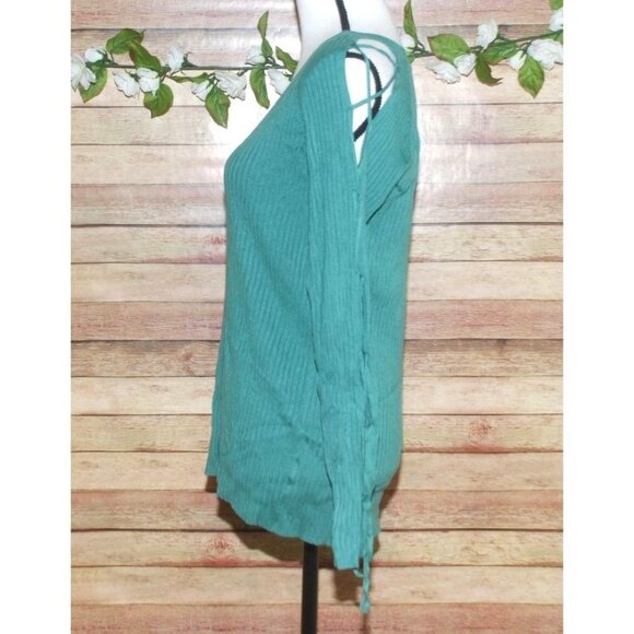 NWT Cato Est. 1946 Green Pullover Sweater Size XL Open Long Sleeve V-Neck Ribbed - Picture 4 of 12